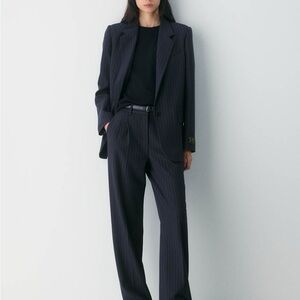 Emanuel Ungaro black pinstripe wool oversized blazer